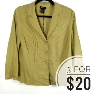 RQT Green Button Down Peplum Style Blouse / M